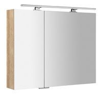 MIRRÓ szafka z lustrem z oświetleniem LED, 90x70x16cm, dąb Alabama