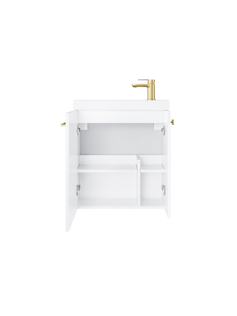 Szafka łazienkowa wisząca z umywalką 55 cm biały mat złoty uchwyt NOOK 010-SU55-01+TR41366