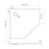 Brodzik NEX konglomeratowy pięciokątny 80x80x3,5 biały gładki