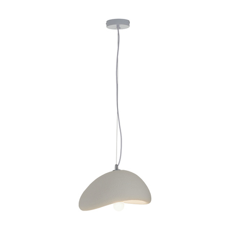 Lampa wisząca STONE 30 cm - biała lampa w stylu japandi