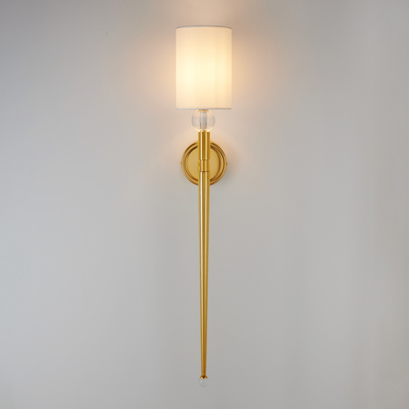 Lampa ścienna DAMA 92 cm-  złoty kinkiet z białym abażurem