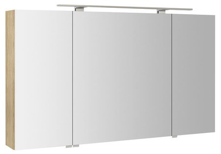 RIWA szafka z lustrem, oświetlenie LED, 3 drzwiczki, 121x70x17cm, wiąz Bardini