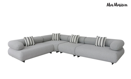 MaMaison sofa narożna ogrodowa ALEXANDER  4 szara (poduszki i pokrowiec w zestawie)