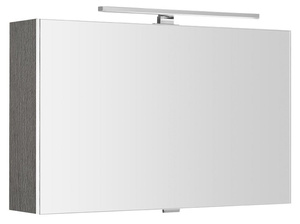 CLOE szafka z lustrem z oświetleniem LED, 80x50x18cm, dąb srebrny