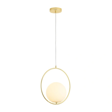 Lampa wisząca COSTA ROUND 35 cm - złota ring z białym kloszem