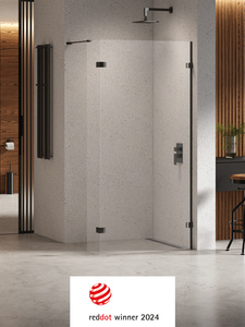 NZ2 Kabina prysznicowa EVENTA BLACK CHROME WALK-IN U 50x200 szkło czyste 8mm Active Shield 2.0