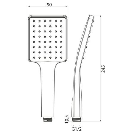 Słuchawka prysznicowa, 245mm, silikonowe dysze, ABS/chrom