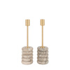 Novi Gold Candle Stick S/2 Beige Marble 66x66x255m