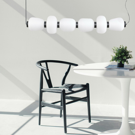Lampa wisząca BRILLA-6, 125 cm - LED, czarny stelaż, nieregularne białe kule