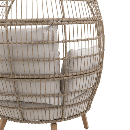 Fotel ogrodowy AVENA Egg Chair – kokon, technorattan, poduszki