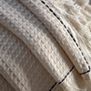 Stitched Border Waffle Throw Cream 1300x1700mm