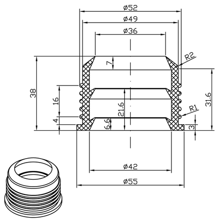 Redukcja gumowa 40mm - 50mm
