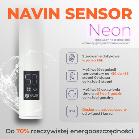 Grzejnik łazienkowy elektryczny Navin Blues 480х1200 Sensor lewy, timer, biały