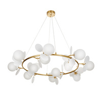 Lampa wisząca CHIC 105 cm - biało złota nowoczesna lampa do salonu