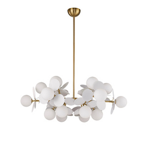Lampa wisząca CHIC-6, 90 cm - biało złota nowoczesna lampa do salonu