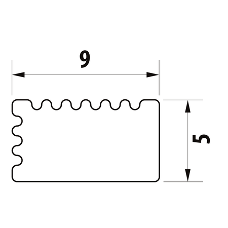 Profil fugowy U, 100cm, 9x5mm, aluminium szczotkowane