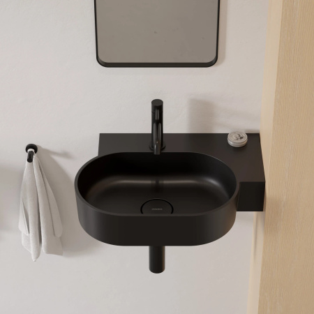 OVO M+ umywalka nablatowa/wisząca - prawa, 55 x 38 cm, black lava mat