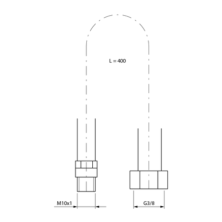 Przyłącze ze stali nierdzewnej, rura spiralna, M10x3/8", 40cm, złoto mat