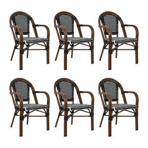 Zestaw 6 krzeseł ogrodowych CAFE PARIS    ARM brązowy rattan