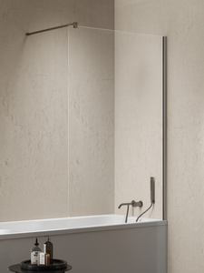 NZ4 Parawan nawannowy NESTA GUNMETAL BRUSHED stały U 100x140 szkło czyste 8mm Active Shield 2.0 - wsp. równoległy