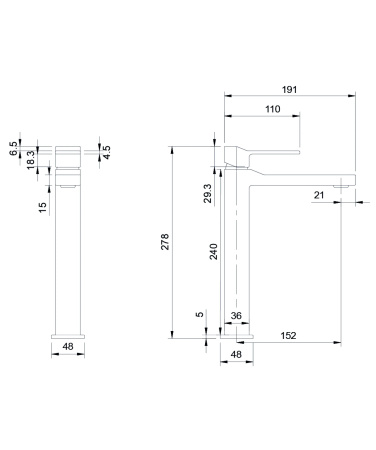 SLIDE bateria umywalkowa wysoka, chrom połysk