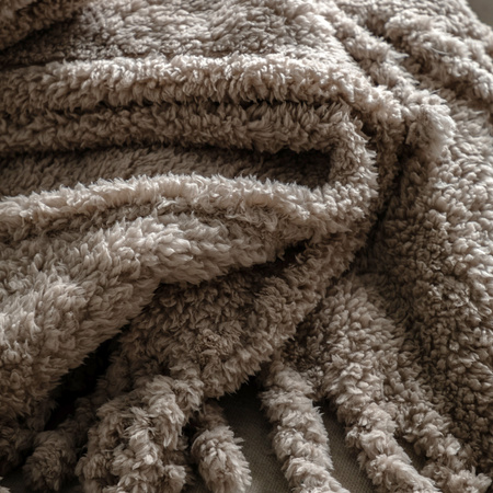 Fringed Teddy Throw Taupe 1300x1700mm