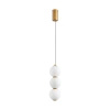 Lampa wisząca PERLA LED 12 cm - złoty akcent z trzema białymi kloszami