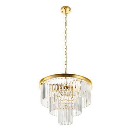 Lampa wisząca SPLENDORE 50 cm - żyrandol złoto-kryształowy