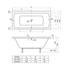 ELVINA wanna prostokątna 180x80x50cm, biały