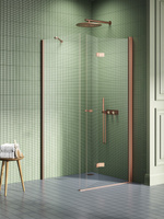 NZ2 Kabina prysznicowa NEW SOLEO COPPER BRUSHED 1D kwadratowa L 100x100x195 szkło czyste 6mm Active Shield 2.0 - składane