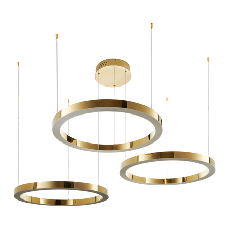 Lampa wisząca CIRCLE 3 80+80+80 cm - LED, ring złoty połysk na 1 podsufitce