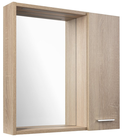 ZOJA/KERAMIA FRESH STRIP szafka z lustrem i oświetleniem LED, 60x60x14cm, prawa, dąb platin