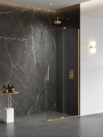 Kabina prysznicowa SMART GOLD BRUSHED 1D walk-in U 100x200 szkło czyste 8mm Active Shield 2.0