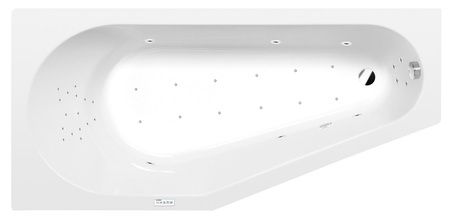 TIGRA L wanna z hydromasażem, 170x80x46cm, Highline Hydro-Air, chrom