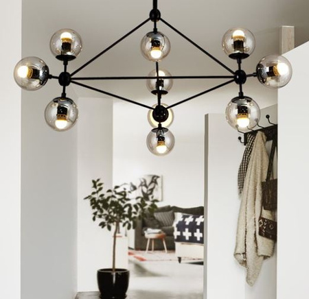 Lampa wisząca ASTRIFERO-10, 90 cm -  transparentno czarna