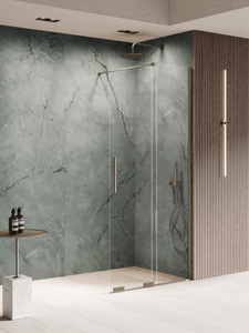 Kabina prysznicowa SMART GUNMETAL BRUSHED 1D walk-in U 90x200 szkło czyste 8mm Active Shield 2.0