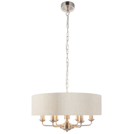 Highclere 6 Pendant Light Chrome & Natural