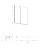 KINGSTON parawan nawannowy dwuskrzydłowy, 120 cm, czarny mat, szkło transparentne