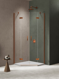 Kabina NESTA COPPER BRUSHED 2D pięciokątna  80x80x200 czyste 6mm Active Shield 2.0