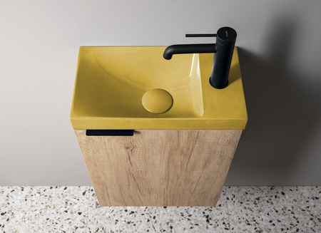 AGOS umywalka betonowa, 40x22cm, lewa/prawa, żółty półpołysk