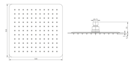 SLIM deszczownia, 250x250mm, stal nierdzewna polerowana