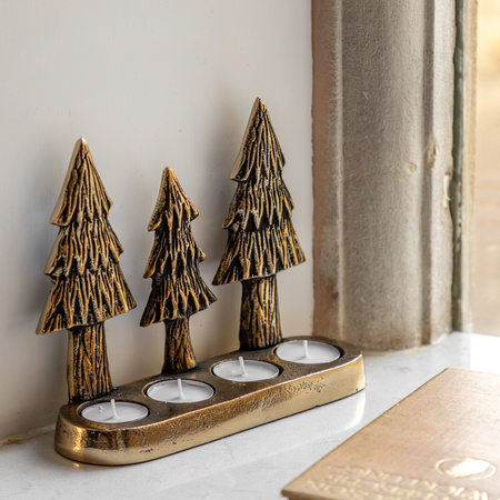 Xmas Tree Tealight Holder Gold 235x70x185mm