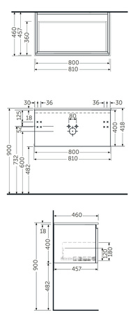 Zestaw DES Umywalka z otworem & Szafka UNO Joy  podumywalkowa podwieszana 80 biała