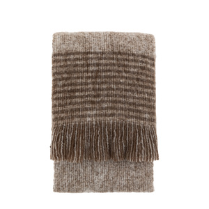 Faux Mohair Fringe Throw Brown & Nat 1300x1700mm