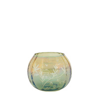 Floral Etched Iridescent Tealight Holder Small