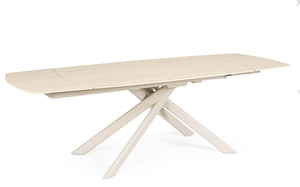 BIZZOTTO Stół Jadalniany JOAKIM 160–240x90 ivory – spiek kwarcowy, efekt marmuru