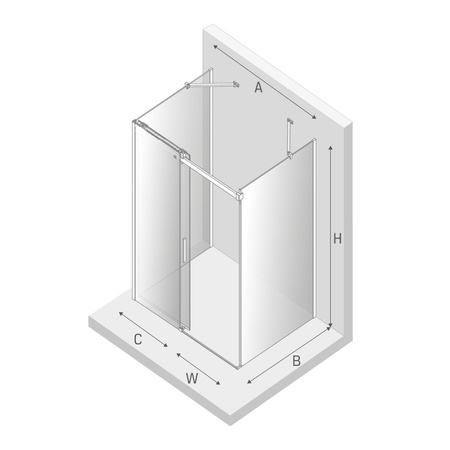 KABINA SOFTI BLACK PROSTOKĄTNA PRZYŚCIENNA  140x80x200 CZYSTE 8mm ACTIVE SHIELD
