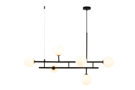 Lampa wisząca MODERNO DUO 100 cm -czarna z białymi kloszami