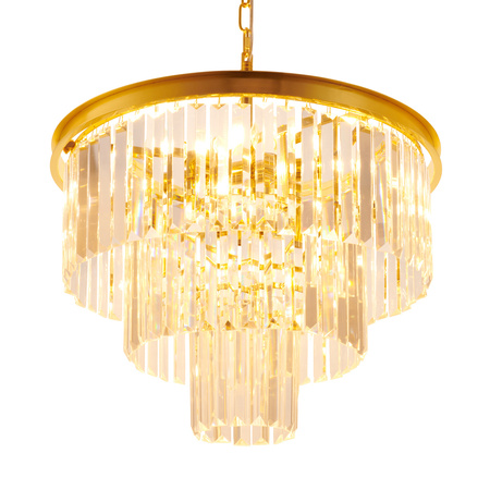 Lampa wisząca SPLENDORE 50 cm - żyrandol złoto-kryształowy