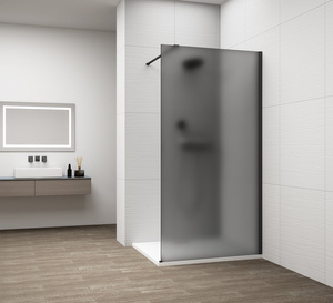 ESCA BLACK MATT jednoczęściowa kabina przysznicowa Walk-In, montaż przy ścianie, szkło mat dymione, 700 mm